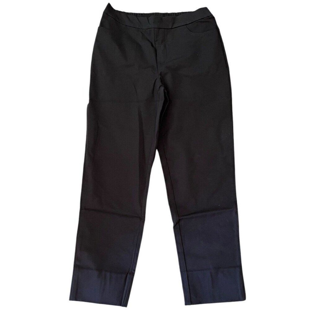 Isaac Mizrahi Size 10 Tall Black Cropped Slacks Pants Elastic Waist Stretch NWT